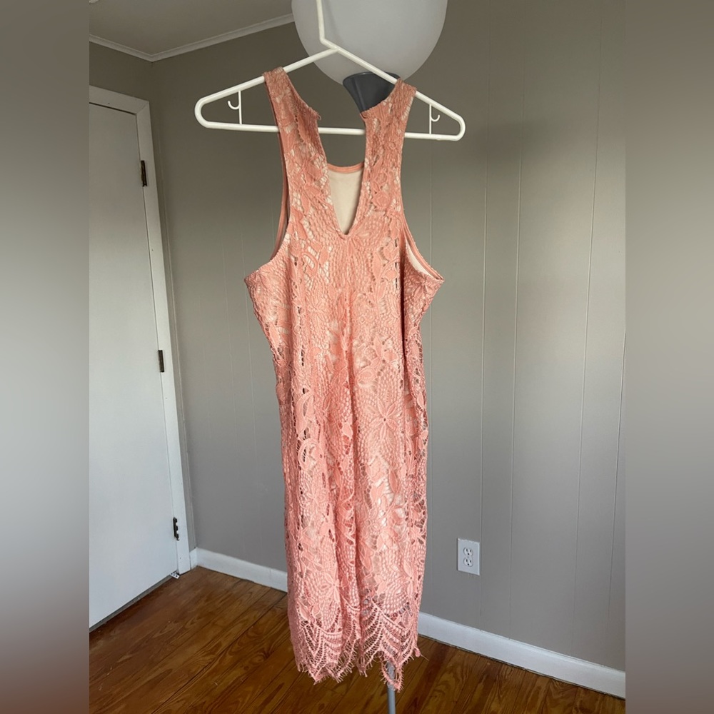 Express Peach Lace Midi Dress
